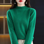Women's Regular Fit Pure Wool Sweater with Ribbed Cuffs