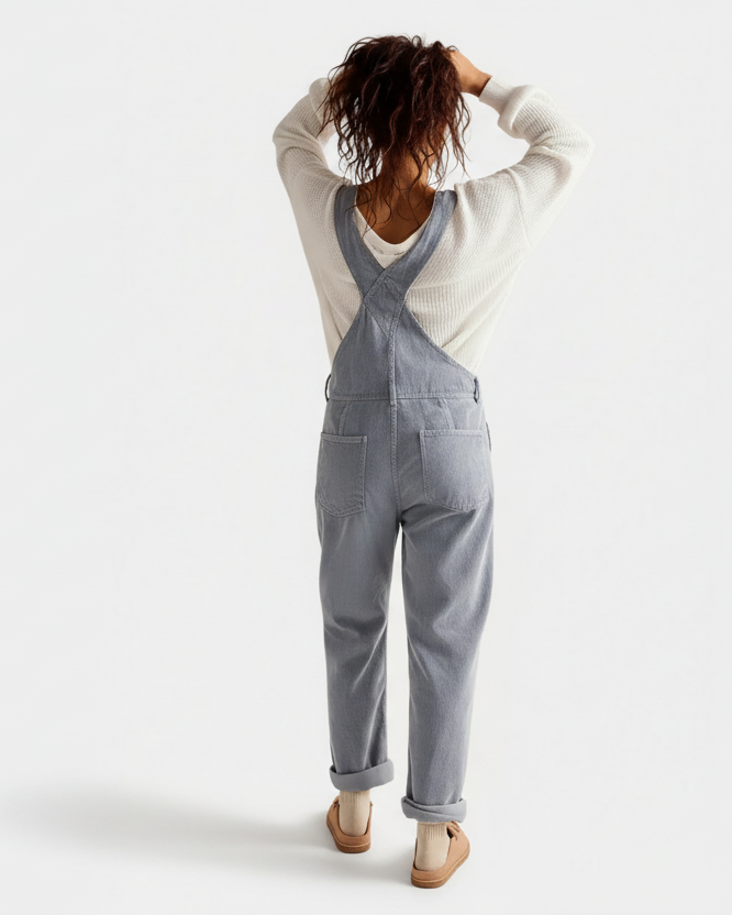 Women's Relaxed Fit Denim Dungarees with Adjustable Straps
