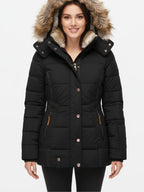 Women's Tailored Winter Jacket with Removable Faux Fur Hood