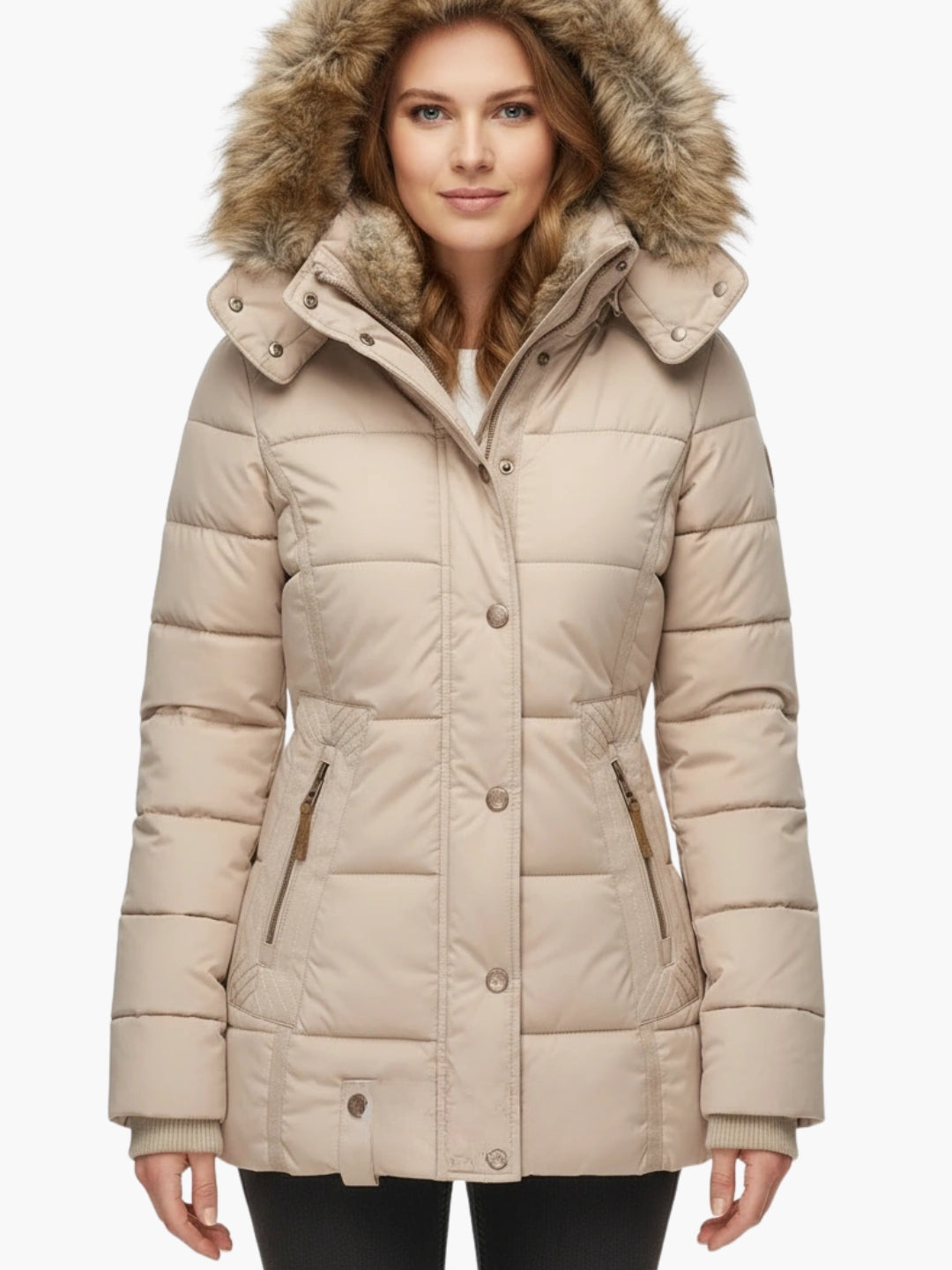 Women's Tailored Winter Jacket with Removable Faux Fur Hood