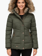 Women's Tailored Winter Jacket with Removable Faux Fur Hood