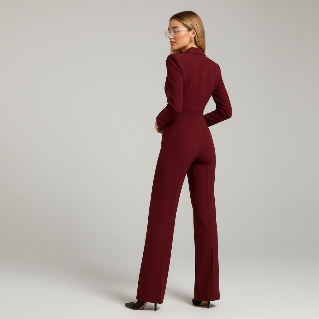 Wrap Jumpsuit with Long Sleeves for Women