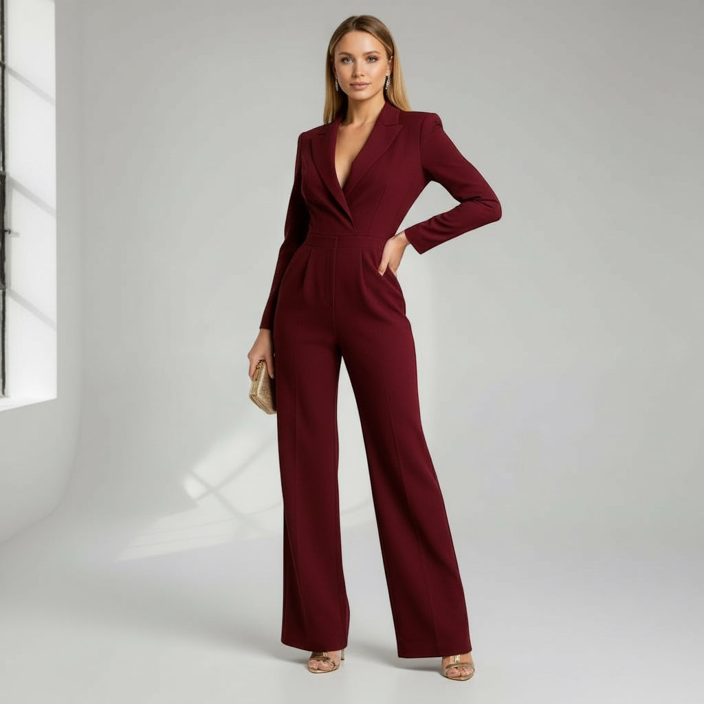 Wrap Jumpsuit with Long Sleeves for Women