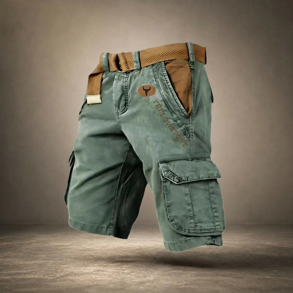 Branth Utility Cargo Shorts in Grey - front view neutral style