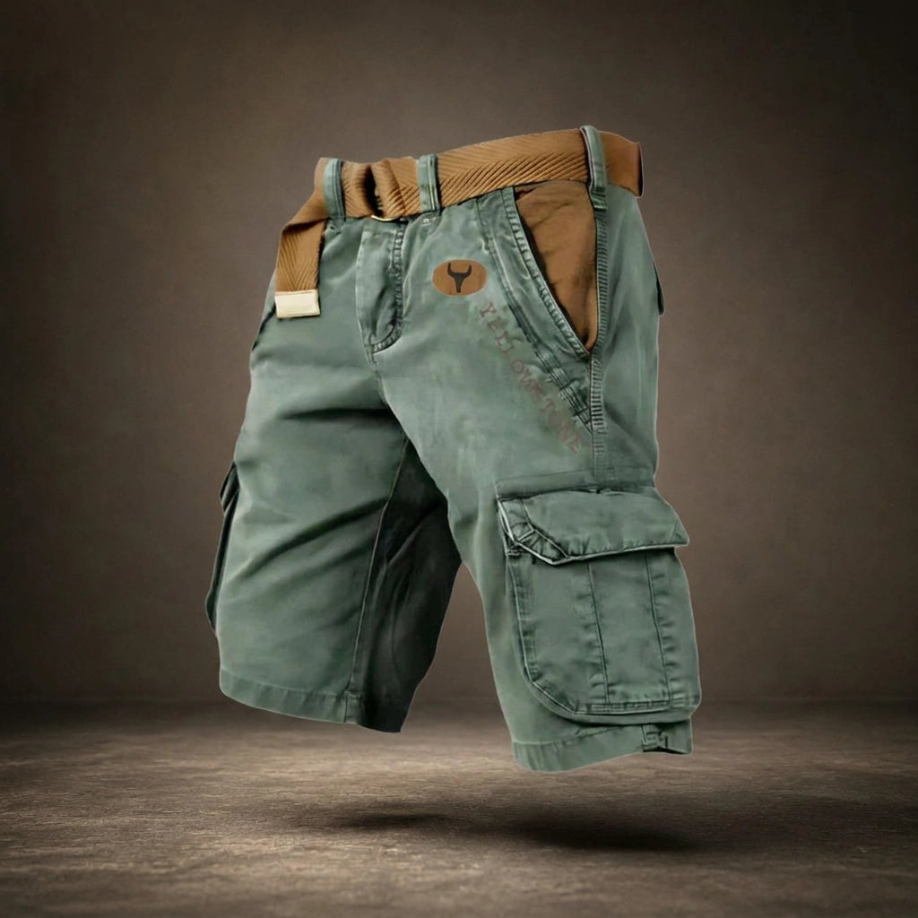 Branth Utility Cargo Shorts in Red - front view bold colour