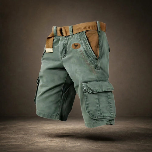Branth Utility Cargo Shorts in Red - front view bold colour