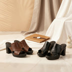 Woman wearing Elegant Comfort Mule Sandals - summer lifestyle elegance