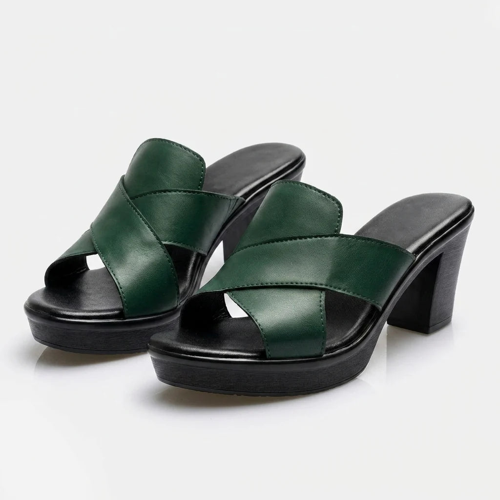Elegant Comfort Mule Sandals - side profile showing cushioned leather sole