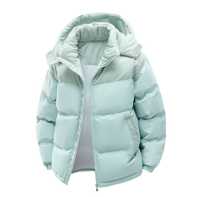 Hooded Puffer Jacket for Women with Cord Panel Detail