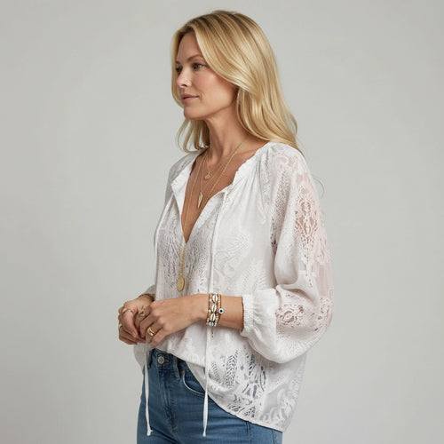 Crocheted Boho Long Sleeve Blouse