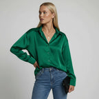 Silk Satin Loose Fit Long Sleeve Blouse for Women