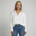 Silk Satin Loose Fit Long Sleeve Blouse for Women