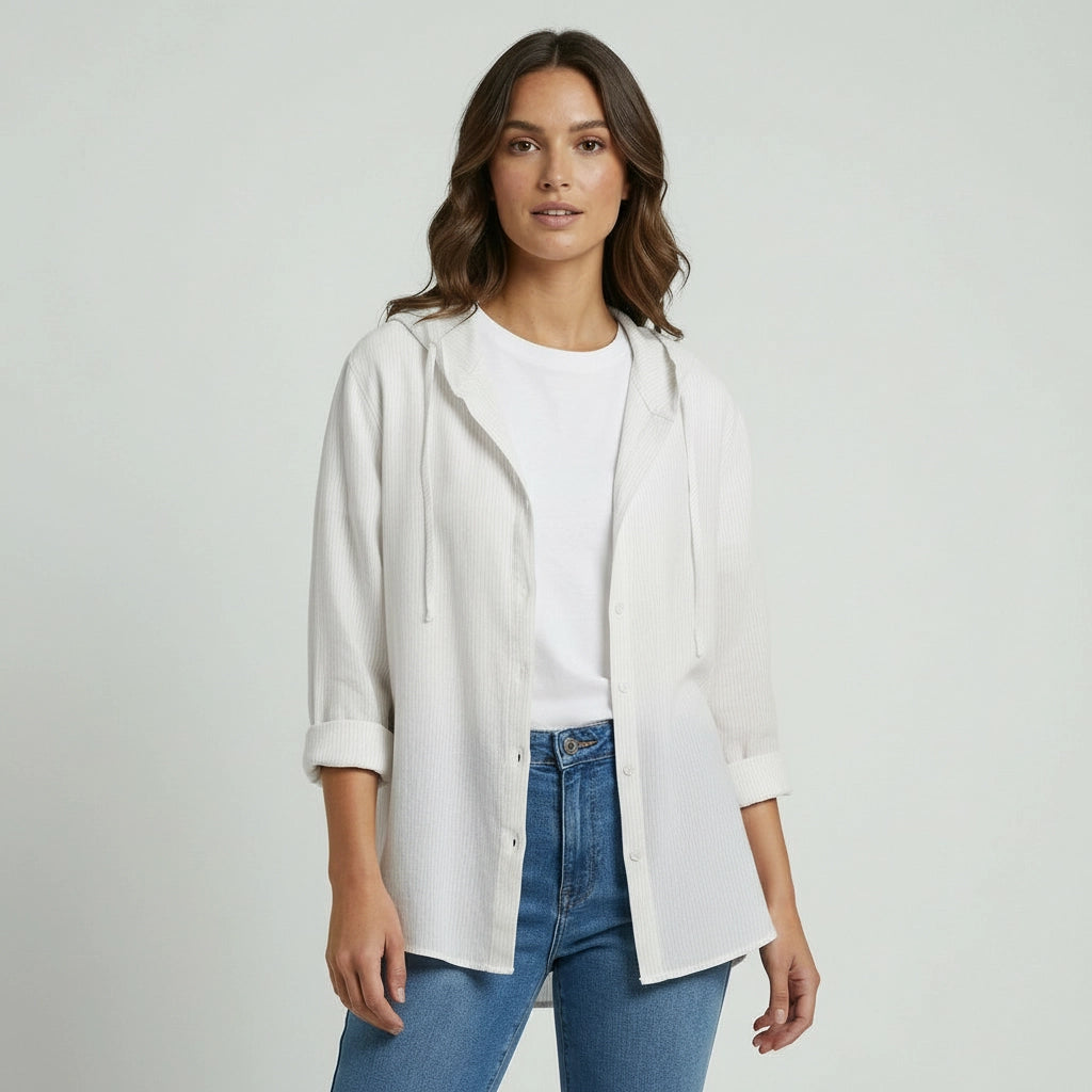 Hooded Striped Blouse for Women