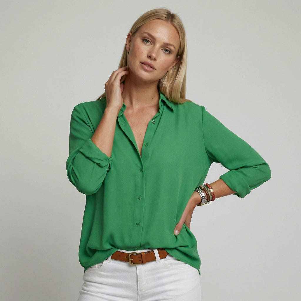 Classic Long Sleeve Blouse for Women with Tailored Fit