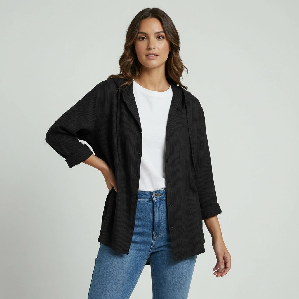 Hooded Striped Blouse for Women