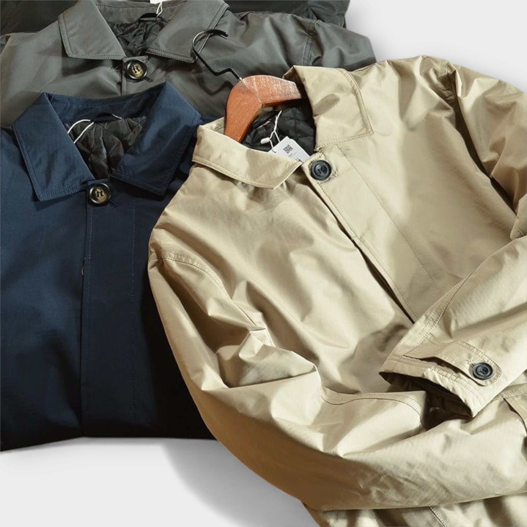 Lightweight Weather Ready Coat With Clean Fit and Button Front for Men