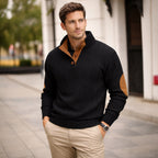 Quarter Button Jumper for Men with Contrast Trim