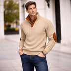 Quarter Button Jumper for Men with Contrast Trim