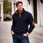 Quarter Button Jumper for Men with Contrast Trim