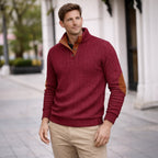 Quarter Button Jumper for Men with Contrast Trim