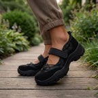 Montelle Walking Sandals worn on foot - showing comfortable fit and closed-toe protection