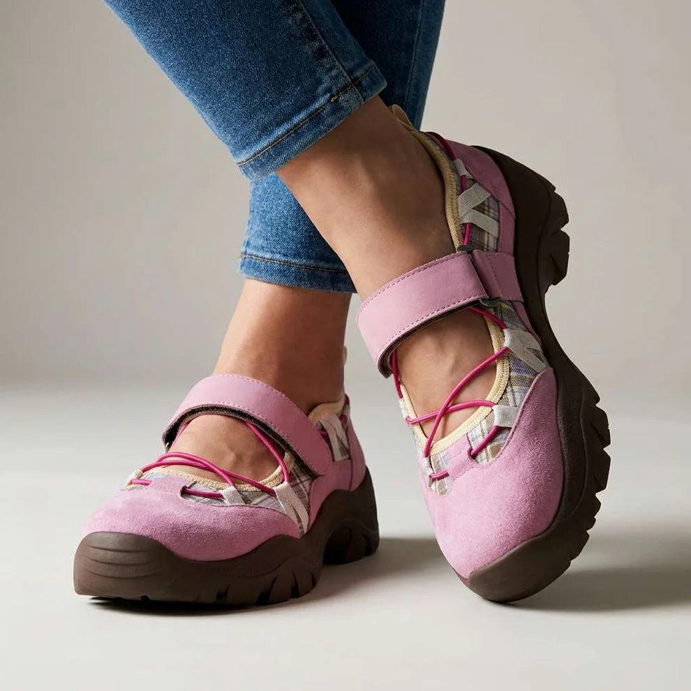 Montelle Walking Sandals front view - supportive closed-toe design with adjustable strap