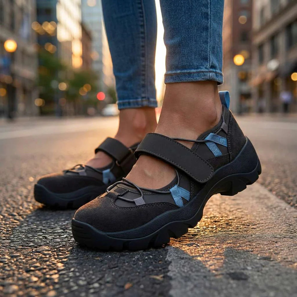 Montelle Walking Sandals styled with jeans - versatile everyday look