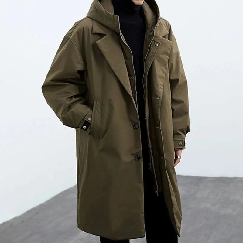 Grosvenor Hooded Coat - Army Green Side