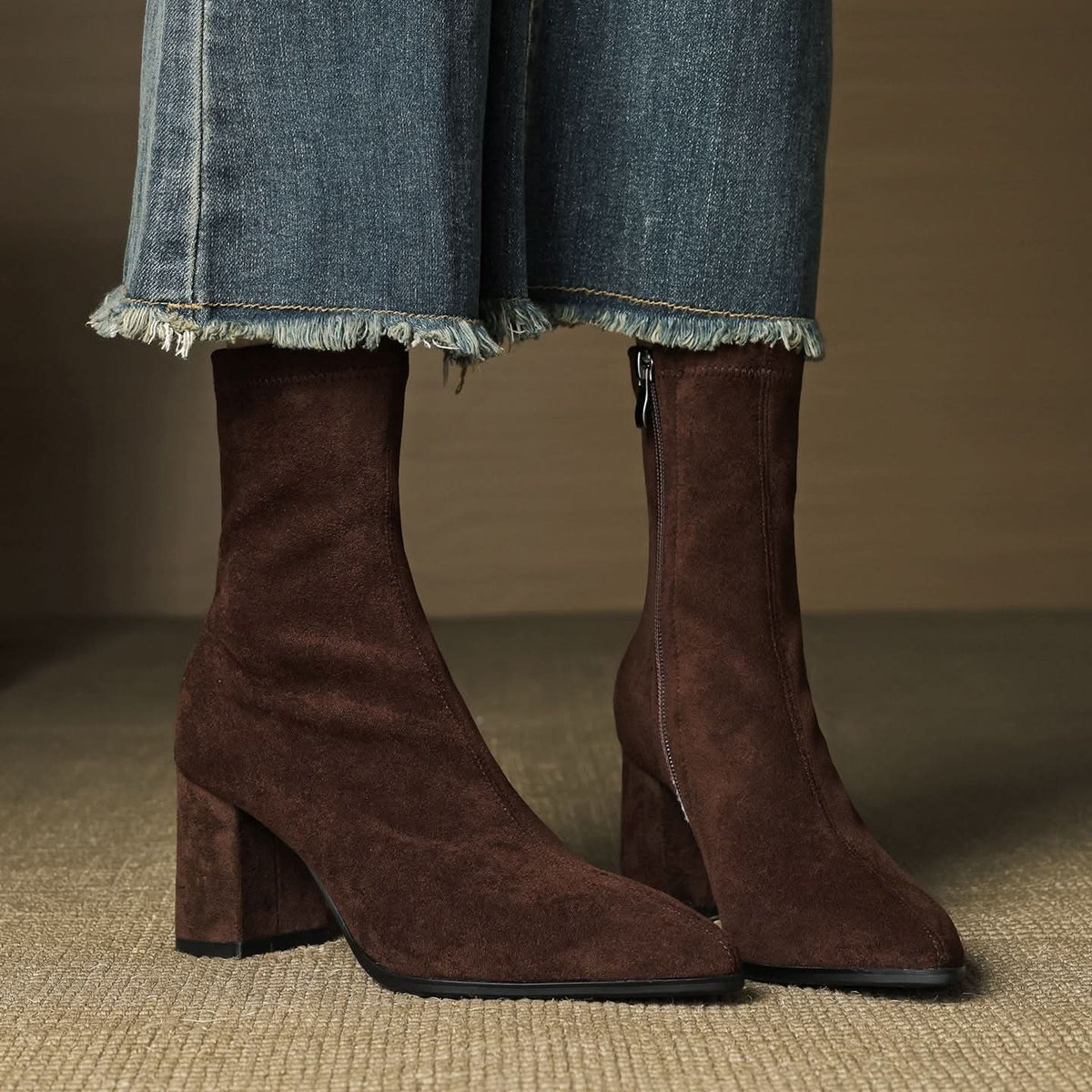 Virelle Suede Block-Heel Boots – Product image 01