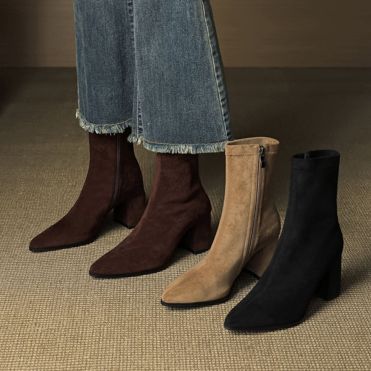 Virelle Suede Block-Heel Boots – Product image 23