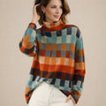 Patchwork Women's Turtleneck Jumper
