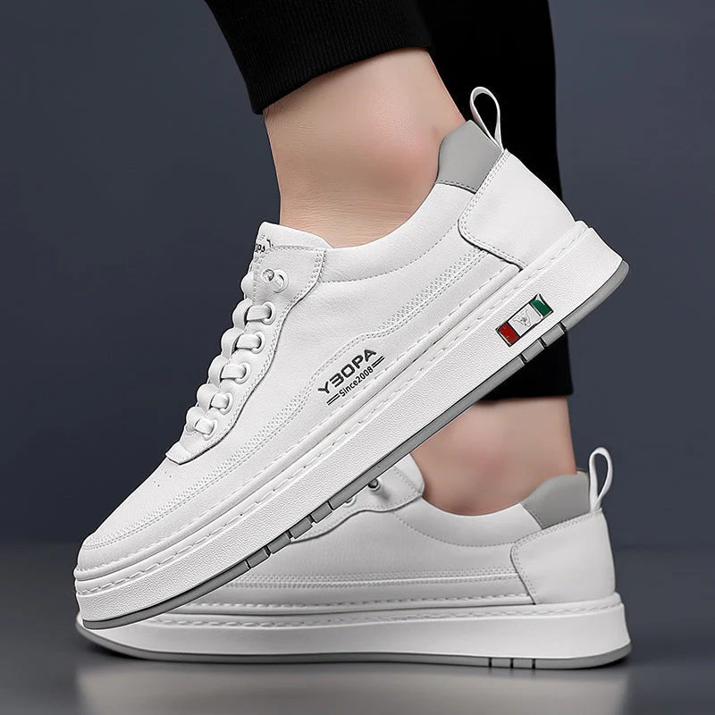 Verona Trainers in Beige - side view showing timeless smart casual design
