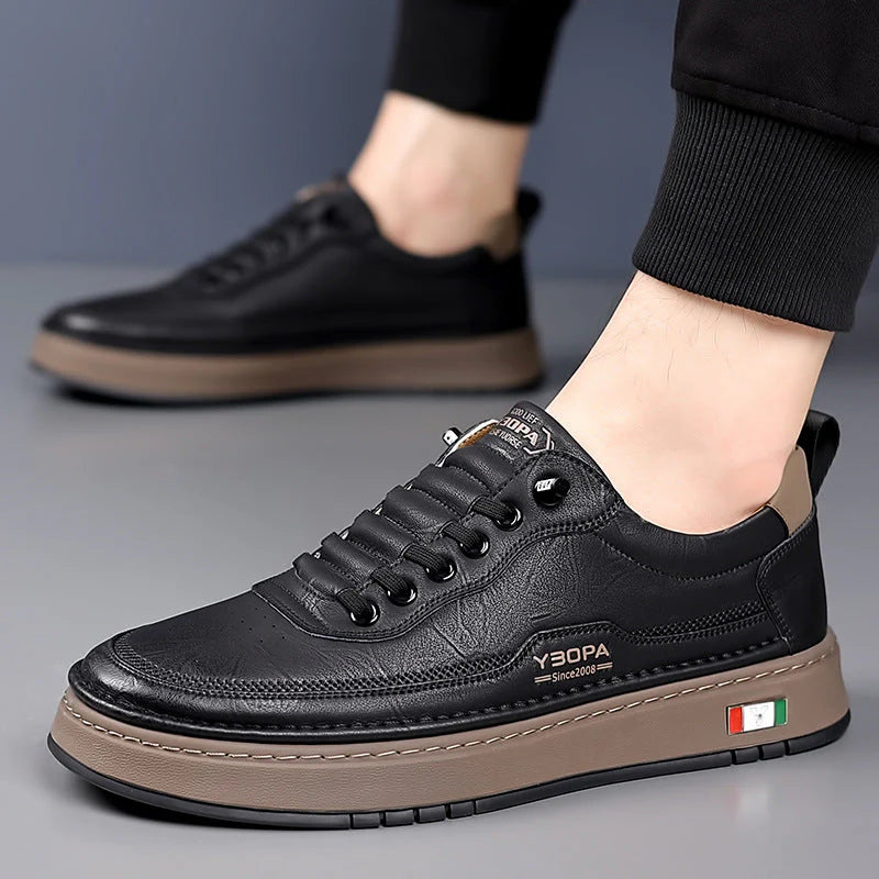 Verona Trainers in Brown - angled view showing secure lace-up fit